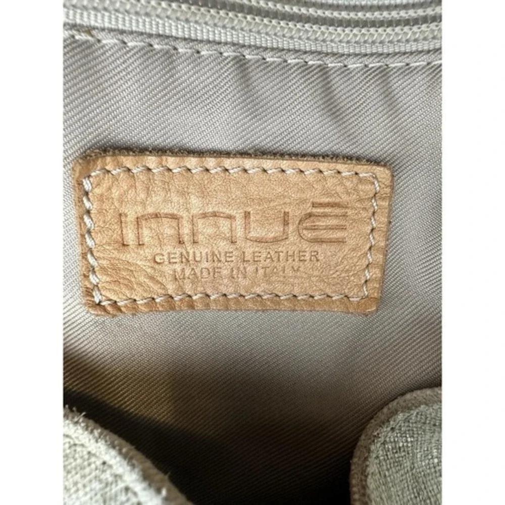 Innue Beige White Metallic Leather Hobo Bag Made in‎ Italy Large